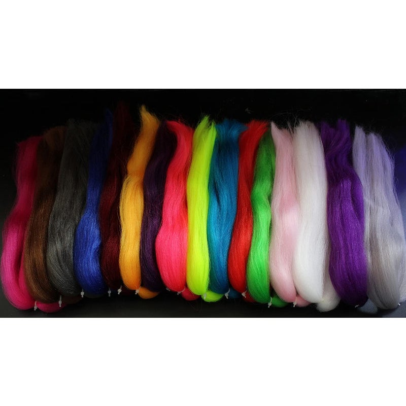 Tigofly 16 Colors Synthetic Fiber Large Hank Super Hair Fly Tying Bucktail Jig Lure Making Materials (16 Colors) - Image 1